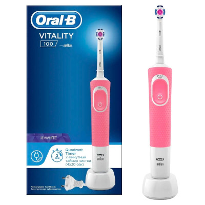 Електрична зубна щітка Braun Oral-B Vitality D100 3D White Pink